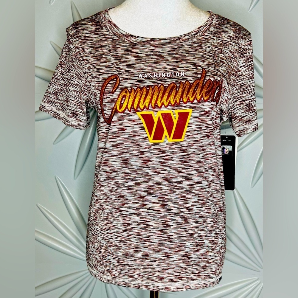NFL Apparel NWT size various, Washington Commanders gold glitter tee w/stretch - Picture 2 of 7